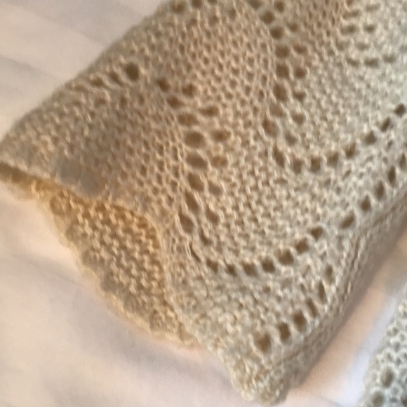 Cream open knit scallop edged flared tunic/mini dress EUC - Picture 3 of 6